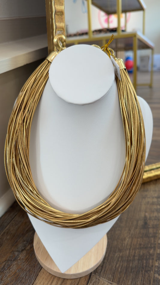 242- Chic - Leatherette Gold Necklace