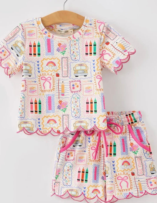 Preppy Scallop Short Set
