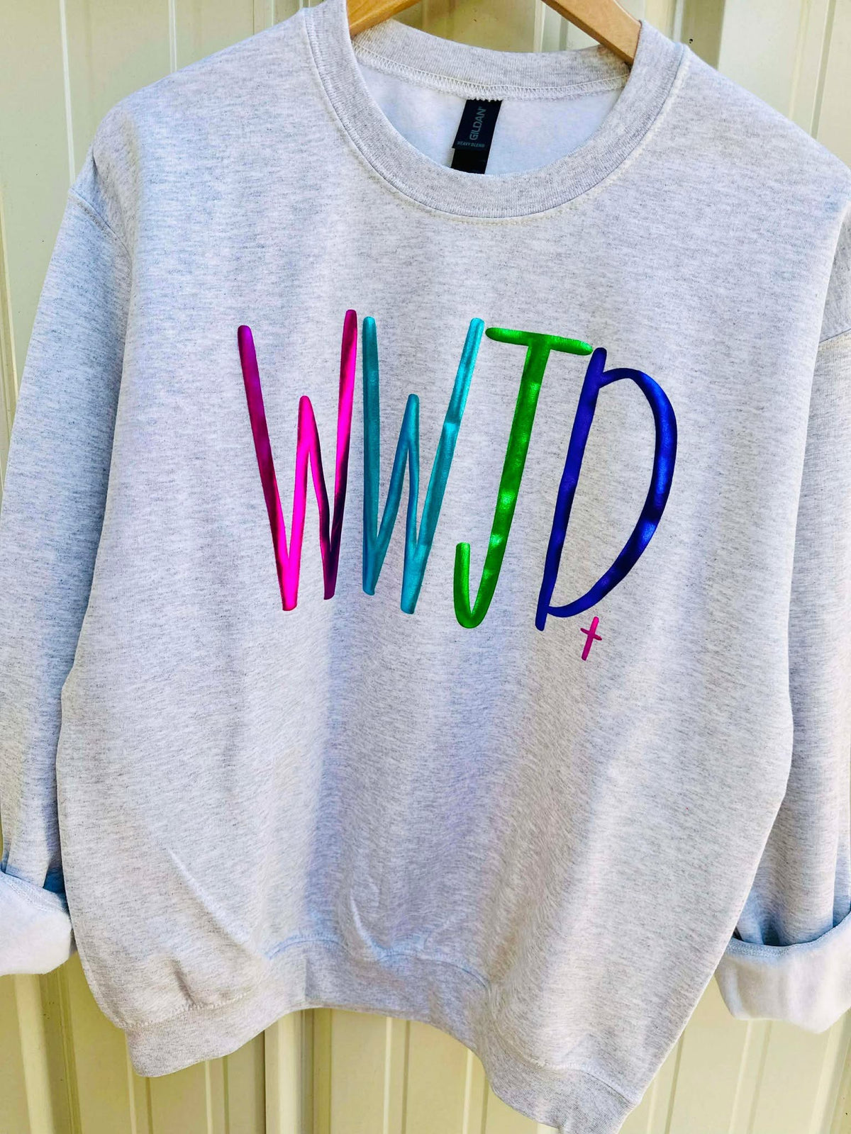 WWJD Mettalic Puff Sweatshirt